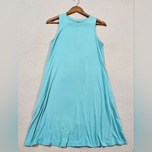 Time‎ and Tru  Aqua Blue Teal Sleeveles Swing A-Line Dress w Pockets Size M